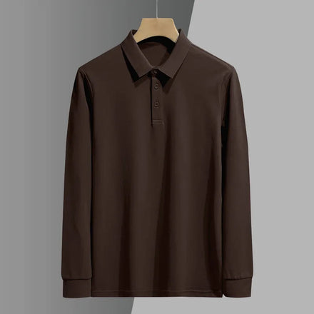 Oem customized autumn and winter polo shirt men's long sleeved paul lapel tshirt with autumn and winter solid color