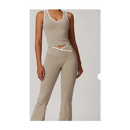 Women's Elegant Sleeveless V-neck Vest Trousers Casual Suit Simple Versatile Style Comfortable Fabric Lightweight Breathable