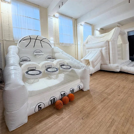 White Inflatable Basketball Giant Inflatable Basketball Toss Outdoor Inflatable Basketball Game Carnival Inflatable Sports
