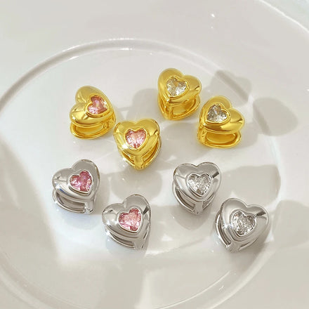 Foxi Wholesale Trendy Style Brass Jewelry for Women Non Tarnish Quality Zircon Gemstone Huggies Heart Hoop Earrings