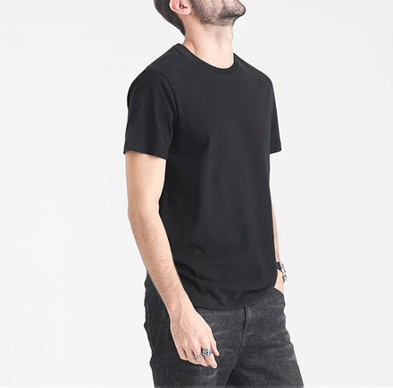 Oem customized summer men's pure cotton short sleeved tshirt solid color trendy versatile couple slim