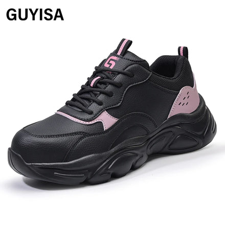 GUYISA PINK Color Sports Collection Safety Shoes for Women Anti-puncture Safety Shoes