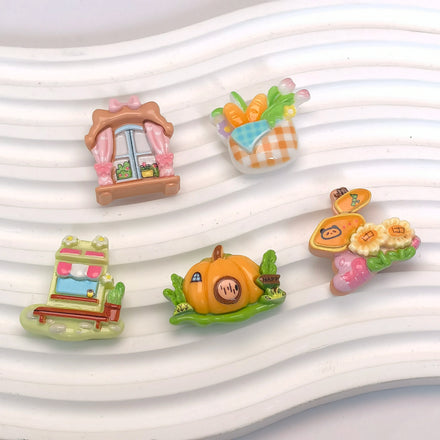 Fairy Garden House Embellishment Cute Flatback Resin Cabochons Cute Charms for DIY CraftsSlimeScrapbooking