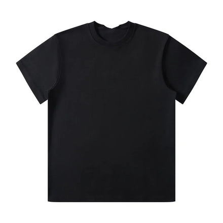Oem customized heavyweight cotton straight shoulder short sleeved tshirt men's thick and wide solid color round neck