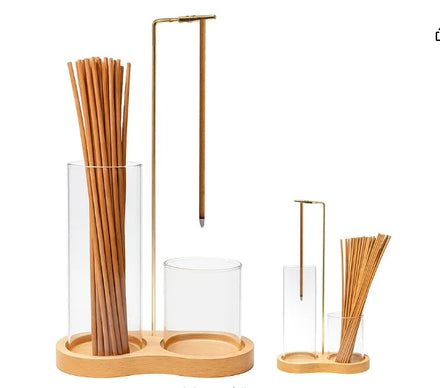 2025 Creative 2 in 1 Wood Incense Holder with Aromatherapy Stove Function Home Living Room Ornament Perfect Gift Whole Set