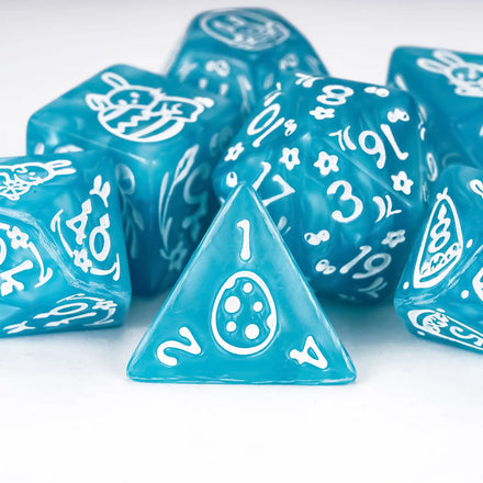 For Udixi 7-Piece Complete Acrylic Bunny DND Dice Set Colorful Polyhedral Collection with Lucky Rabbit Theme for RPG