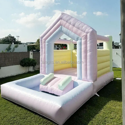 Pastel Color Kids Outdoor Party Jumping Moonwalk Jumper Bounce House Castle with Ball Pit