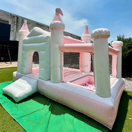Commercial Grade Bounce House Pink Bouncy Castle With Slide White Inflatable Kids Bouncer
