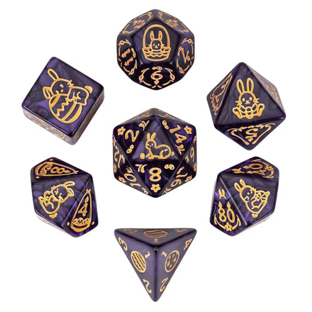 For Acrylic Rabbit Pattern RPG Gaming Dice Set 1pc Polyhedral Durable Dice for DND & Tabletop Games