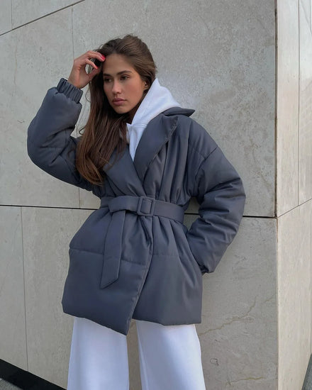 European Size New Women's Parka - Plus Size Mid-Length Fleece-Lined Warm Fur-Collared Loose Winter Coat
