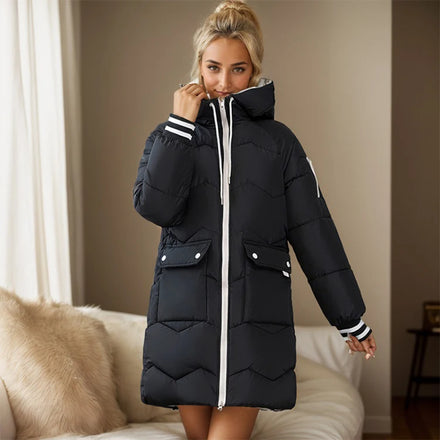 2026 Winter New Korean Casual Women's Mid-Length Cotton Coat - Hooded Loose Thickened Wholesale Foreign Trade