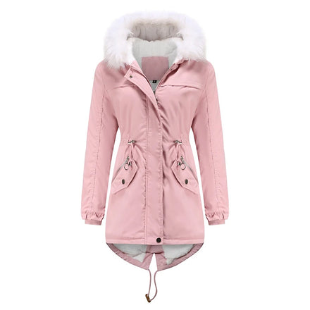 European Size New Women's Parka-Plus Size Mid-Length Polyester Lining Windproof Hooded Warm Loose Winter Coat