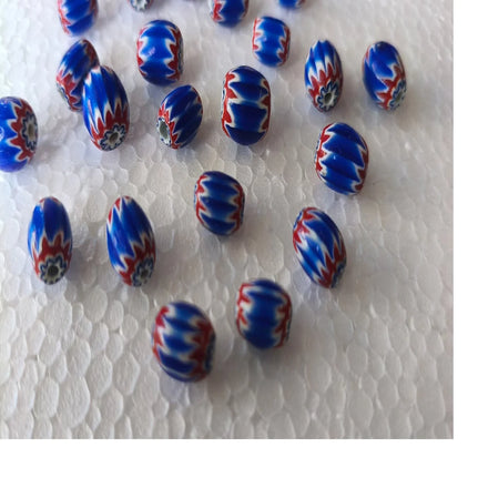 Handcrafted Blue Striped Chevron Glass Beads Traditional Venetian Style Multi Layered Geometric Trade Beads Jewelry Supplies