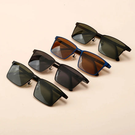 Tendy Titanium Frame Unisex Adult Polarized Sunglasses Rectangle Shades