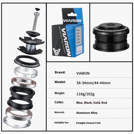34/44mm Mountain Road Bike Headset Aluminum Alloy Bearing Frame Light Weight Head Tube Bicycle Repair Parts