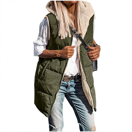 2025 New Stylish Mock Two-Piece Cotton Coat - Detachable Sleeves Short Warm Hooded Outerwear for Autumn & Winter