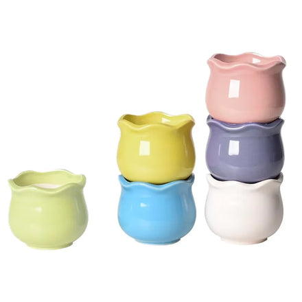 Mini 6 Picecs Ceramic Succulent Pot Set Cute Indoor Desktop Balcony Cactus Planter Creative Porcelain Home Decor Flash Sale