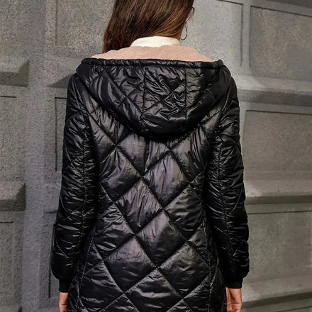2026 New Hot-Selling European & American Cross-Border Autumn & Winter Long-Sleeve Diamond-Quilted Women's Cotton Coat