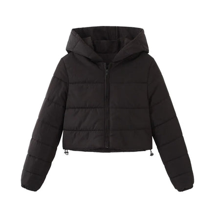 AliExpress Cross-Border European & American Hooded Short Cotton Coat - Hand-Stuffed Cotton Winter Women's Outerwear