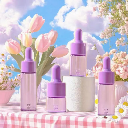 5ml 10ml Custom Printing Logo Refillable Sample Vials Cosmetic Glass Dropper Macaron Color Thin Bottle With Pipettes for Perfume