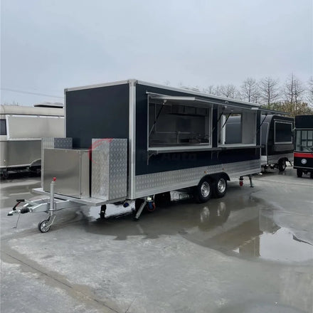 Custom Black Stainless Steel Rust Resistant 4-Wheel Multifunctional Mobile Kitchen Food Truck Juice Bar 500x200x235cm 3