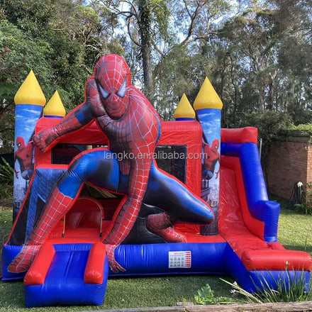Commercial Bounce House With Slide Kids Bouncy Jumping Gaming Bounce Hero Spider Inflatable Bouncer Castle