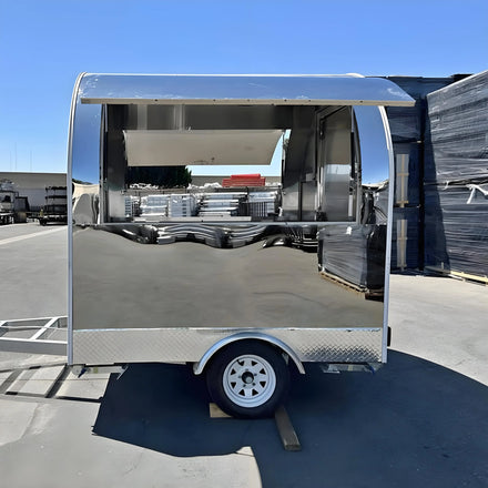DOT Certified 304 Stainless Steel Round Food Trailer Small Snack Food Truck with CE for Fast Food & Ice Cream Cart on Sale USA