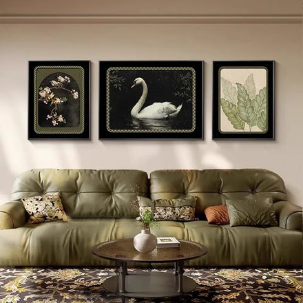 MidAge Style Animal Living Room Decoration Painting Decorative Art Sofa Backdrop Wall Painting High-End Feel Three Joint Murals
