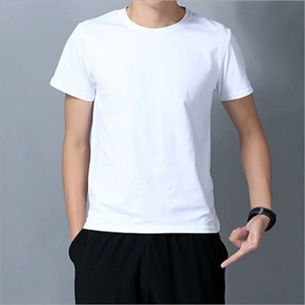 Oem customized tshirt men's milk silk short sleeved bottoming shirt solid color round neck half sleeved loose large size