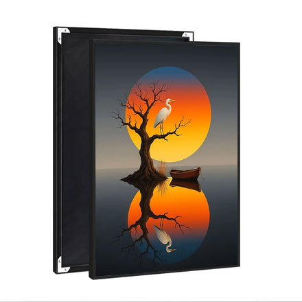Peaceful Sunset Landscape Wall Art Deco Glossy Crystal Print Canvas Art Painting Vertical Gallery Entrance Hall Home Decoration