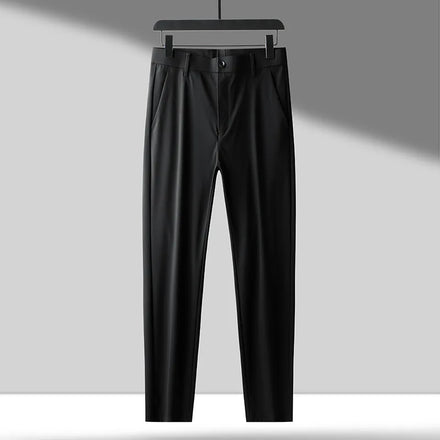 Oem customized four way stretch casual pants business mid high waist men's pants small straight leg non iron milk silk trousers