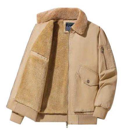 Classic Winter Khaki Black Thick Fleece Coat Warm Cotton Windbreaker Jacket Parka Men's Jacket Outwear