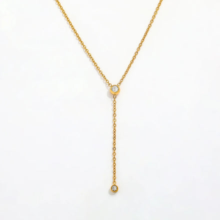 Fenny PVD Plated Dainty Cubic Zirconia Y-shaped Toggle Necklace Trend for Women Stainless Steel Jewelry Wholesale