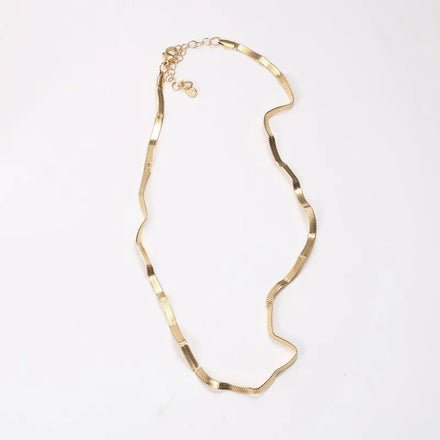 Fenny 18K Gold Plated Simple Fold Snake Basic Chain Choker Necklace Trend for Women Stainless Steel Jewelry Wholesale