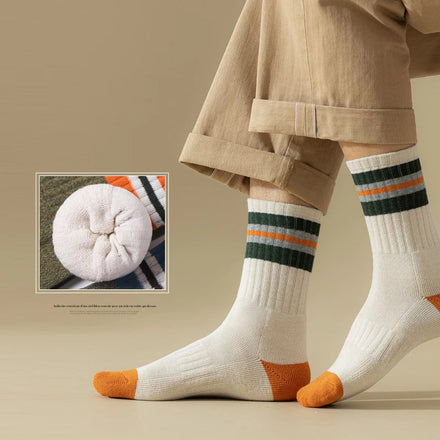 2025 65G Customized Fashionable Men's Socks Thickened Terry Cotton Medium Tube Sports Trend Socks With Logo