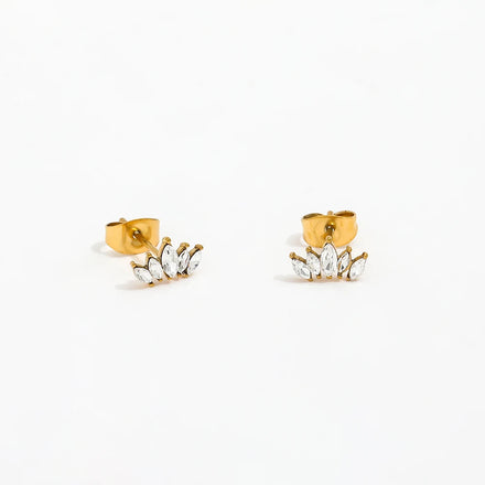 Fenny 18K Gold-plated No Fade Light Luxury 5 Sweety Zirconia Pave Stud Earring Wholesale Stainless Steel Ladies Jewelry