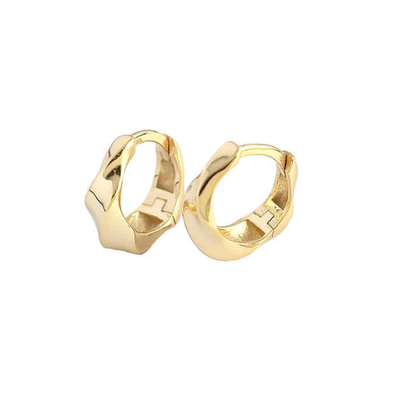 Jietao Wholesale Modern Minimalist Sterling Silver Hoop Earrings Irregular Twisted Geometric Design Gold Rhodium for Weddings