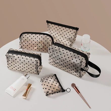 High Quality Waterproof Net Yarn Transparent Makeup Bag Toiletry Women Mesh Makeup Cosmetic Bag