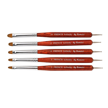 Double-ended French Manicure Brushes Dotted Flower Needle Mahogany Handle Beginners Multi-functional Nail Art Pen Kolinsky Hair