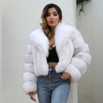 Long Sleeves Fashion Women Fluffy Fur Jacket Winter Real Fox Fur Coat for Ladies