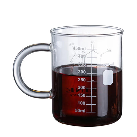 450ml Heat Resistant Borosilicate Glass Caffeine Coffee Drinking Mug with Handle Glass Beaker Coffee Mug