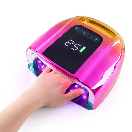 96W 42pcs Uv/led Nail Lamp 15600mA Lithium Battery Uv Lamp Gradient Gold Portable Nail Dryer GRS 100% Recycle