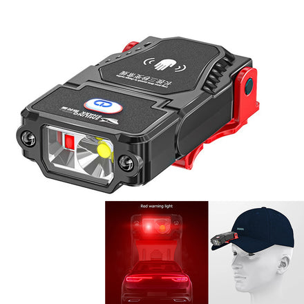 Mini Rechargeable Clip LED Headlamp Motion-Activated Emergency Warning Light Outdoor Camping Fishing Waterproof EDC Flashlight