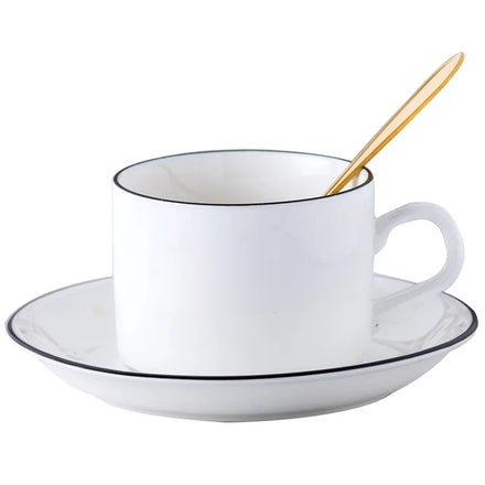 Hot Selling Modern Italian White Ceramic Coffee & Tea Cup and Saucer Set Wholesales Modern Italian Coffee Porcelain Plate