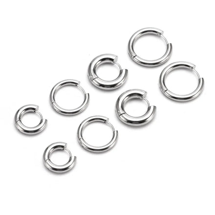 Daily Wear Hoops Stainless Steel Silver Hoop Earrings Statement Chunky Silver Earrings Plain Delicate Hoops Earrings for Women