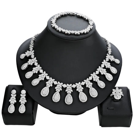 Cross-border New Light Luxury Zircon Jewelry Set Temperament Bridal Jewelry Set Banquet Necklace Sets for Women Jewelry
