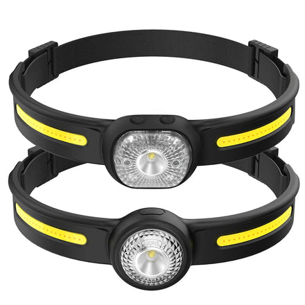 270-Degrees Wide Beam COB Head Front Light Waterproof for Camping Cycling Running High Lumens Rechargeable Usb Led Headlamp