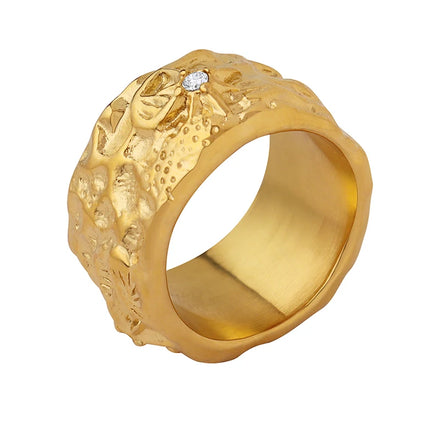 Luxury Sparkling Diamond Texture Ring Personality Hip Hop Popular Stainless Steel Ring