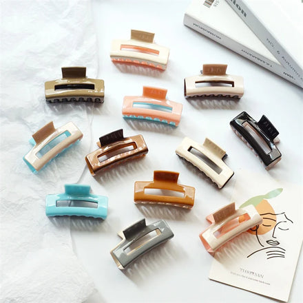 Hollow Rectangle Hair Candy ColorsAcetate Claw Clips for Thick Hair