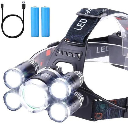 Helius 3/5 T6+Q5 LED 10000 LM Motion Sensor 4-Modes IP66 Waterproof Rechargeable USB Emergency Headlamp Flashlight